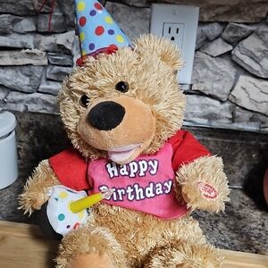 SINGING🎵🎵 LIGHT UP Happy Birthday Teddy Bear with Party Hat